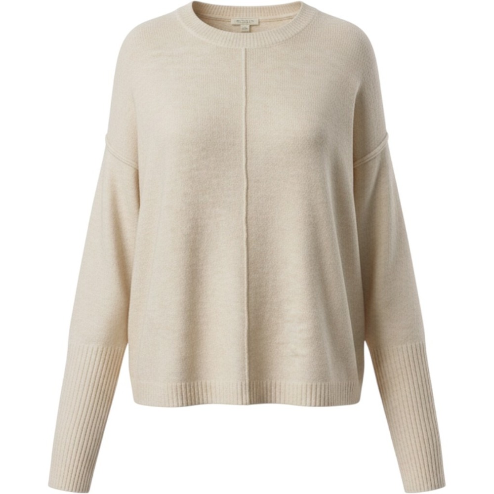483 Legendary Outfitters Sweater L Cream Fuzzy Center Seam Detail